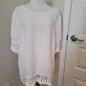 White Linen Blouse - 1X